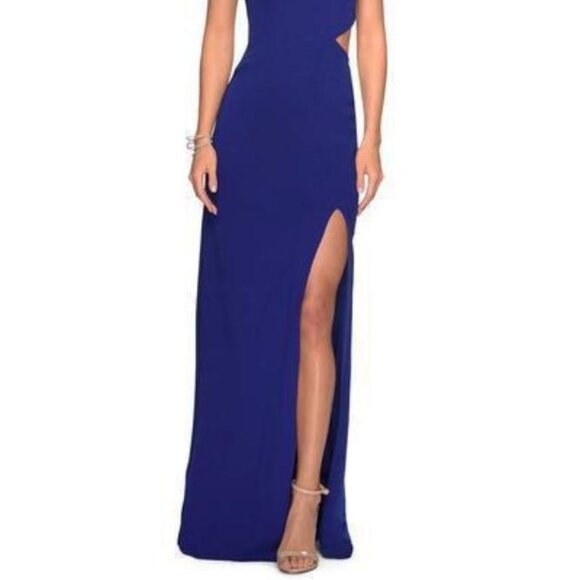 NWT La Femme 27126 Jersey Evening Gown Royal Blue Size 6 - Picture 2 of 6
